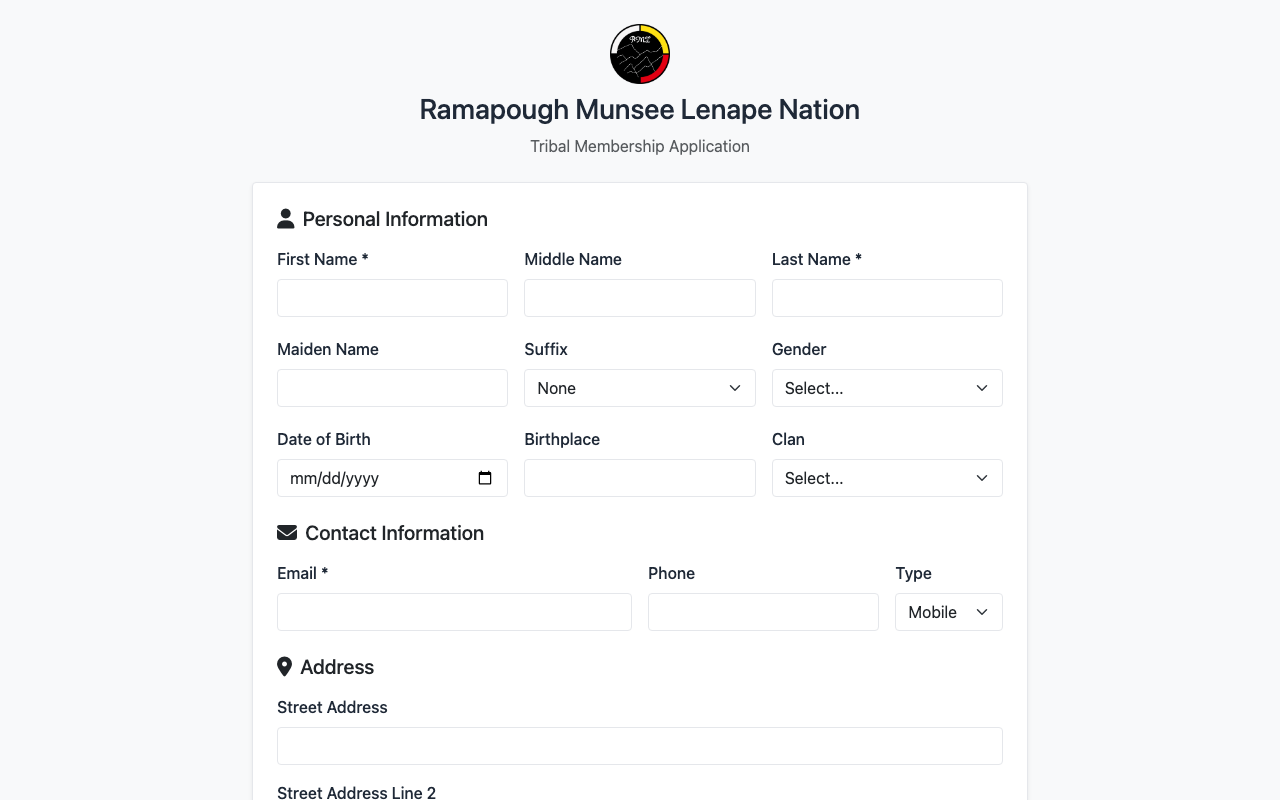 Application form top section
