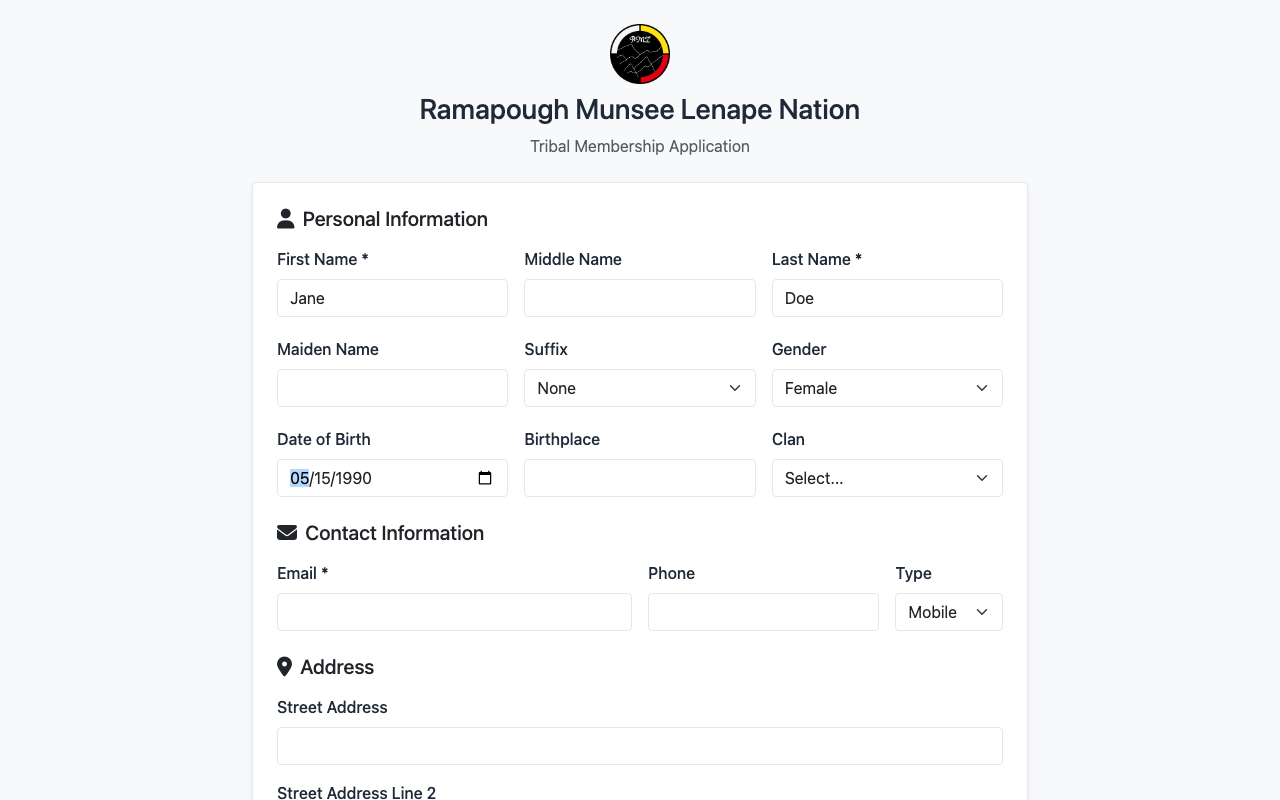 Personal information fields filled in