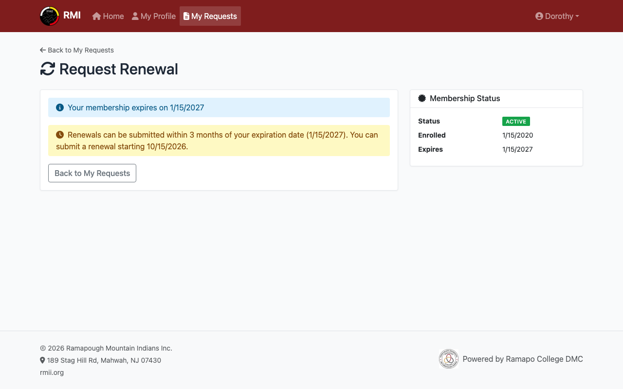 Submit renewal button