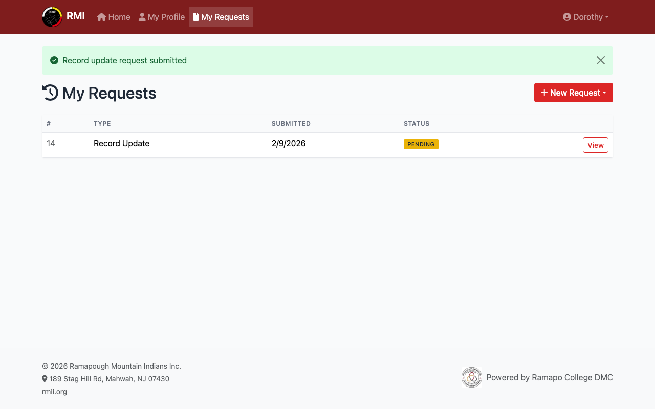 Request showing pending status